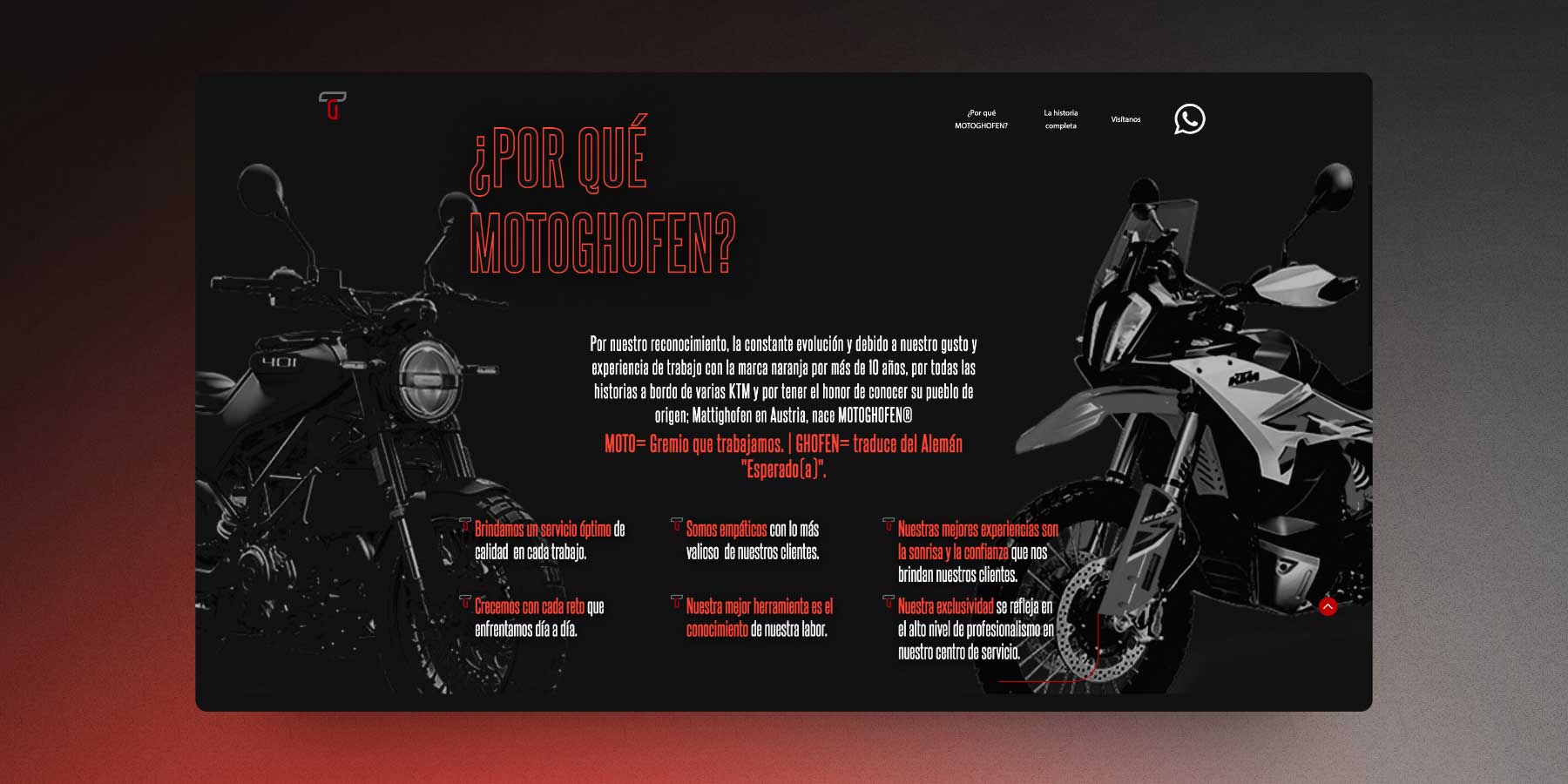 'MOTOGHOFEN landing page section 2.