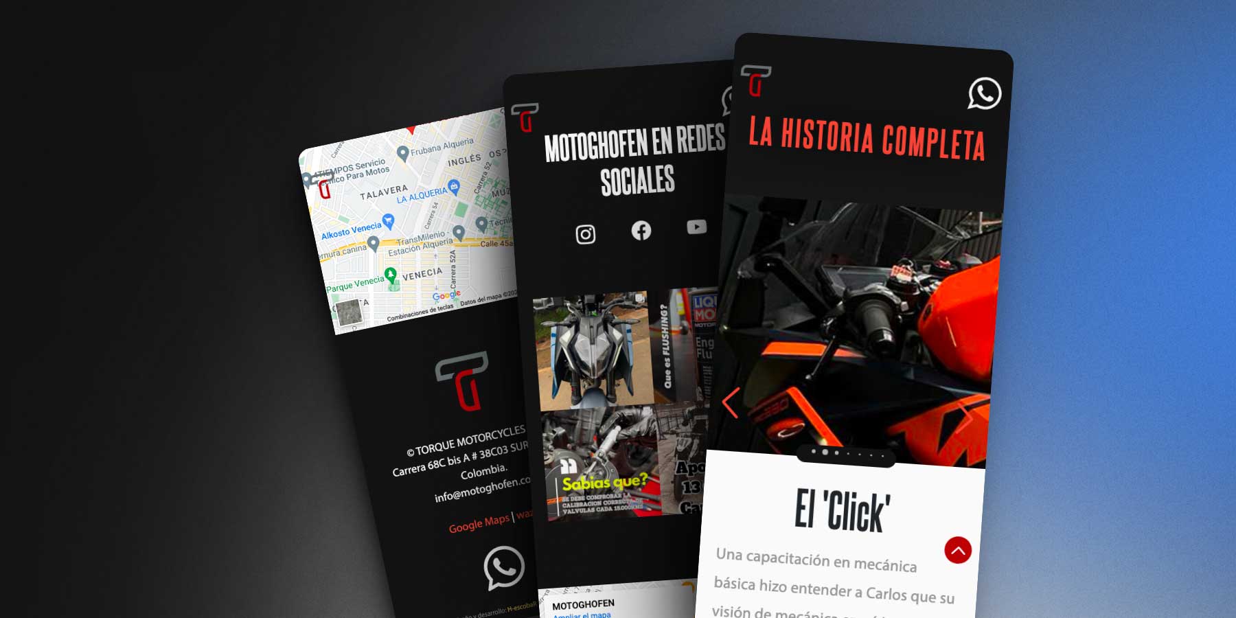 MOTOGHOFEN landing page responsive screenshots